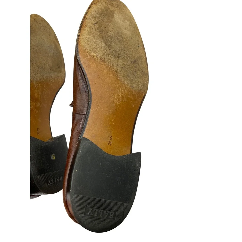 VTG Bally Switzerland Brown Leather Tassel Loafers Wing Beltic 612 Mens Size 9 M